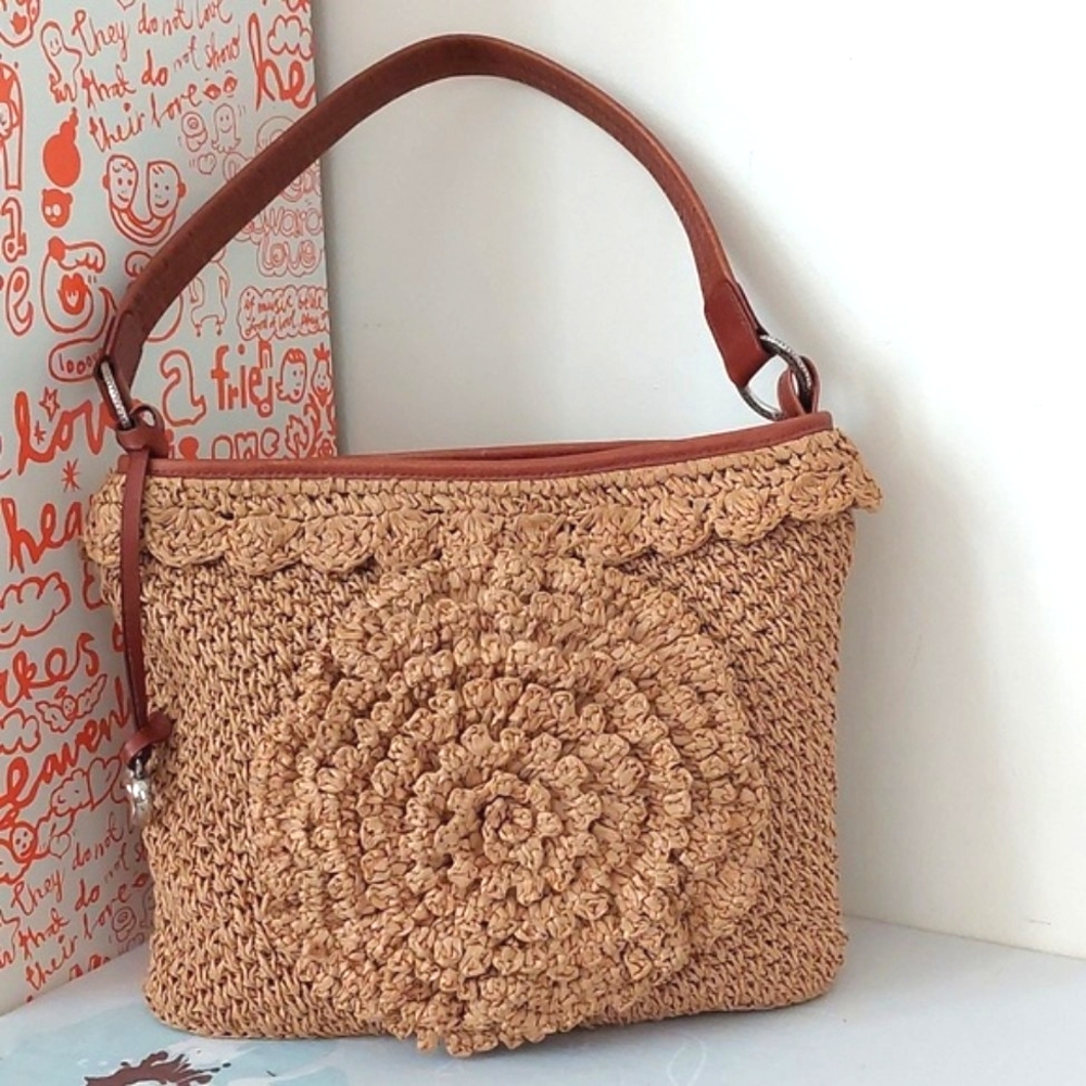 Brighton flower straw shoulder bag